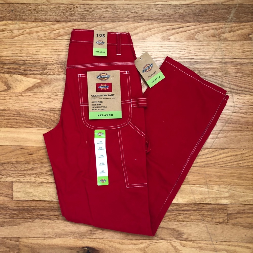 NWT RED DICKIES HIGH RISE CARPENTER PANTS